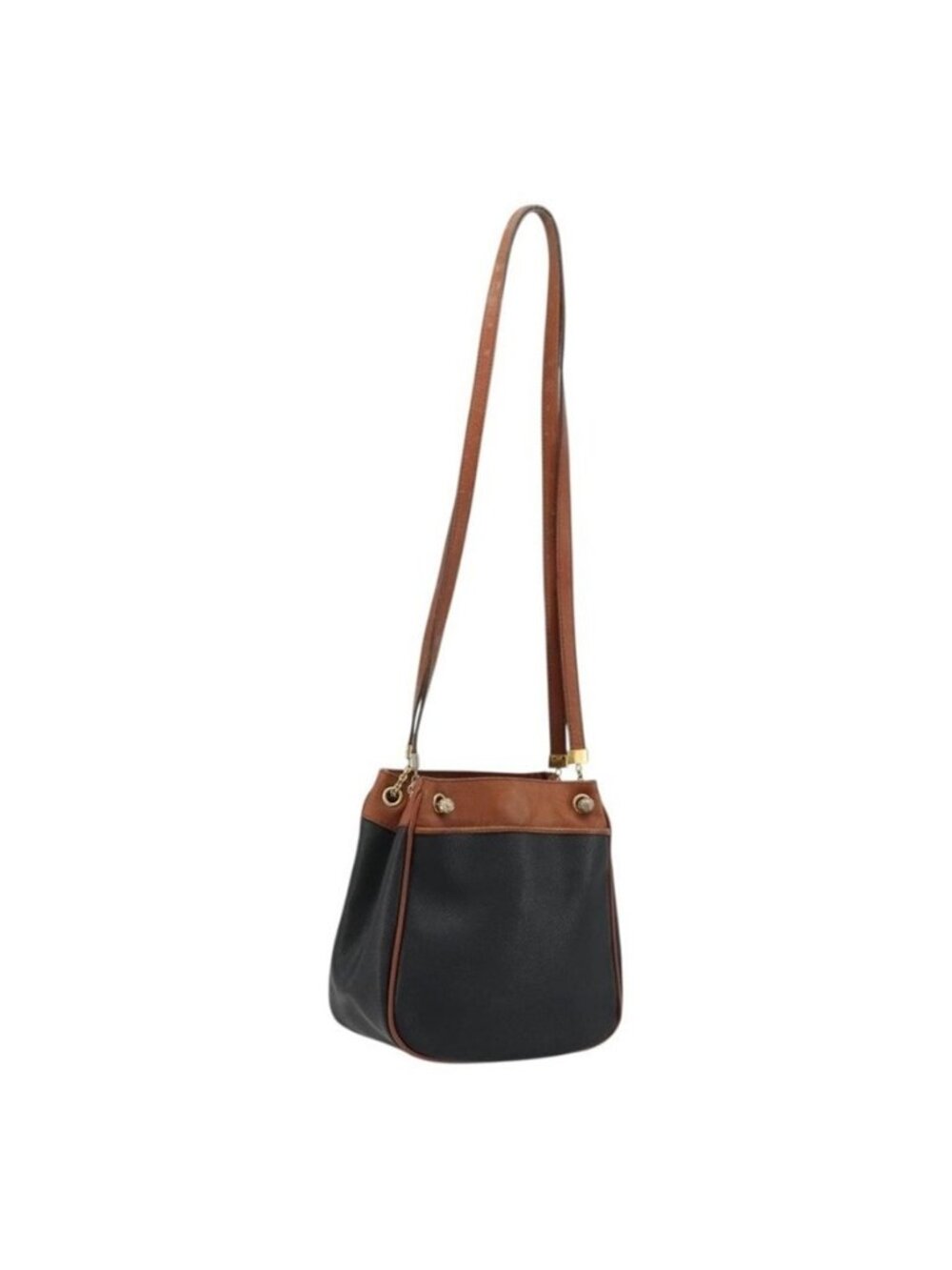 Authentic BOTTEGA VENETA Shoulder Bag PVC Leather Black Gold